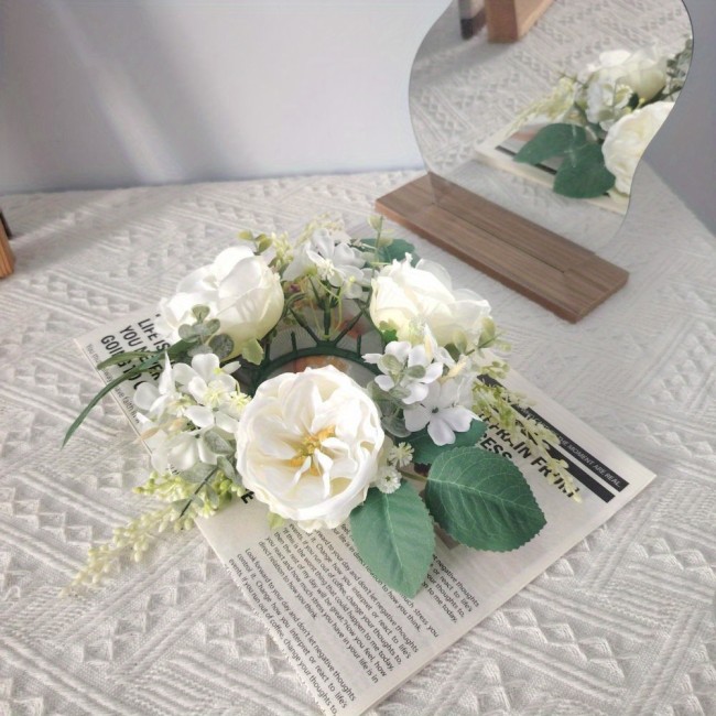 Elegant Floral Candle Accent Ring Home Decor Romantic Candle Holder Decor🌸🕯️