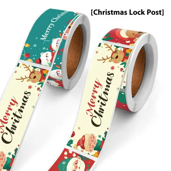 🎄✨ Christmas Stickers Roll Colorful Santa Gingerbread Envelope Seals Holiday Decor
