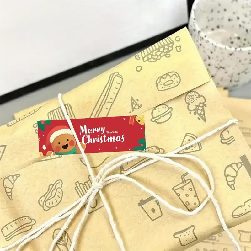 🎄✨ Christmas Stickers Roll Colorful Santa Gingerbread Envelope Seals Holiday Decor