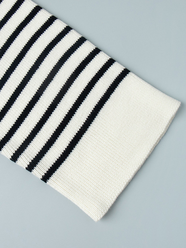 Split-Joint Striped Long Sleeves Loose Lapel Sweater Tops
