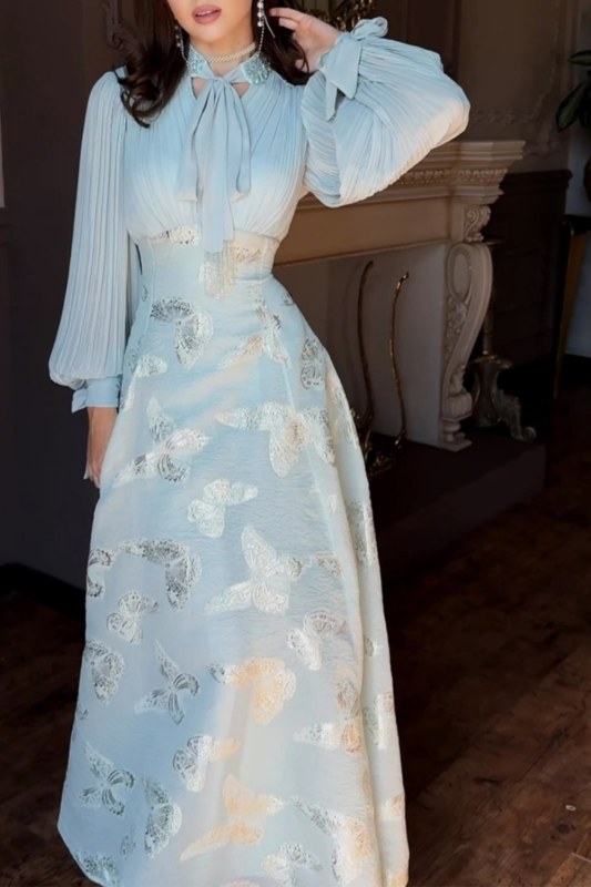 Eid Women Dress Muslim Abaya Butterfly Print Bandage Party Long Dresses Vestidos Largos Party Caftan Jalabiya Ramadan Robe 2025