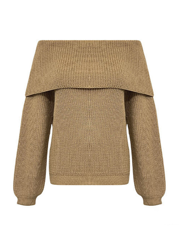 Solid Color Split-Joint Long Sleeves Loose Round-Neck Sweater Tops