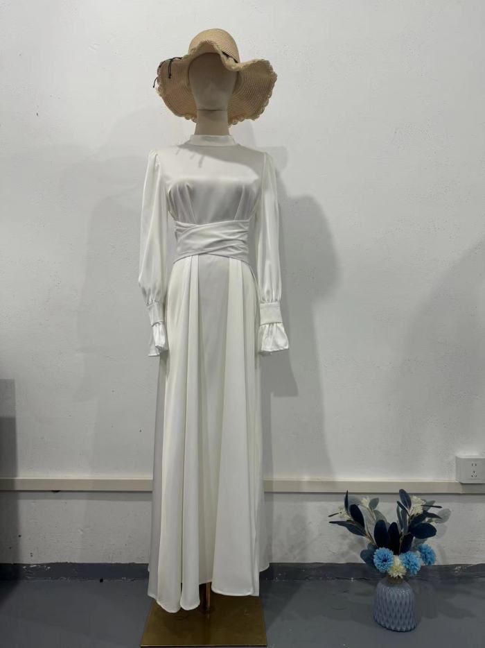 Maxi Dresses for Women Temperament Solid Robe Femme Half High Collar Flare Sleeve Tunic Vintage Y2k Dress 2025 Vestidos De Mujer