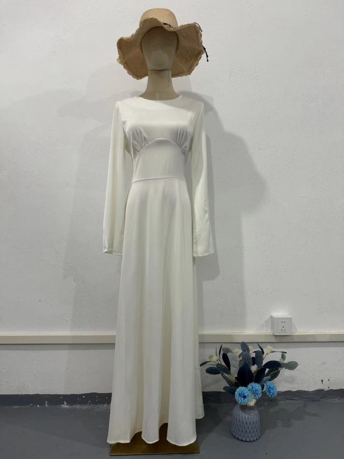 Pure Color Long Dr Women's Belted Slimming Tie Dr Spring Summer Autumn Polyester Fabric Faionable Gown