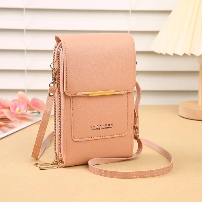 Women Fashion Touch Screen Lock Cell Phone Bag Women's Mobile Phone Card Holder Crossbody Shoulder Bag Money Pockets Small Bags