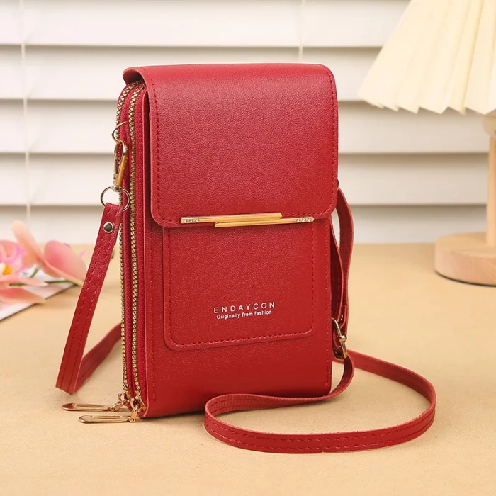 Women Fashion Touch Screen Lock Cell Phone Bag Women's Mobile Phone Card Holder Crossbody Shoulder Bag Money Pockets Small Bags