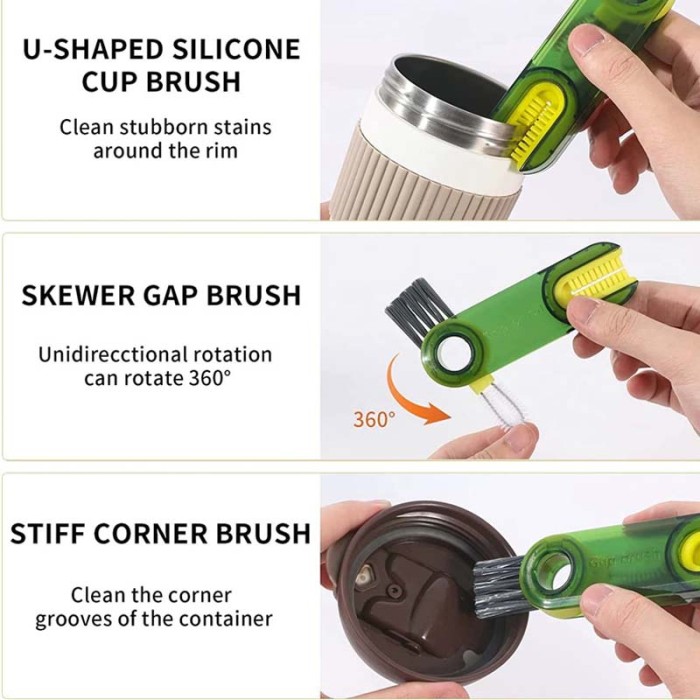 Milk Water Bottle Cup Lid Cleaning Brush Multi-Functional Straw Crevice Cleaner Brush U-shaped Bottle Gap Clean Tools