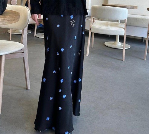 Women's 2 Piece Knit Skirt Set – Dot Long Skirt & Stand Collar Sweater Outfit