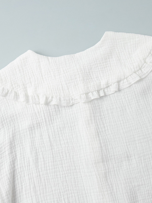 Ruffled See-Through Split-Joint Long Sleeves Peter Pan Collar Blouses&shirts Tops