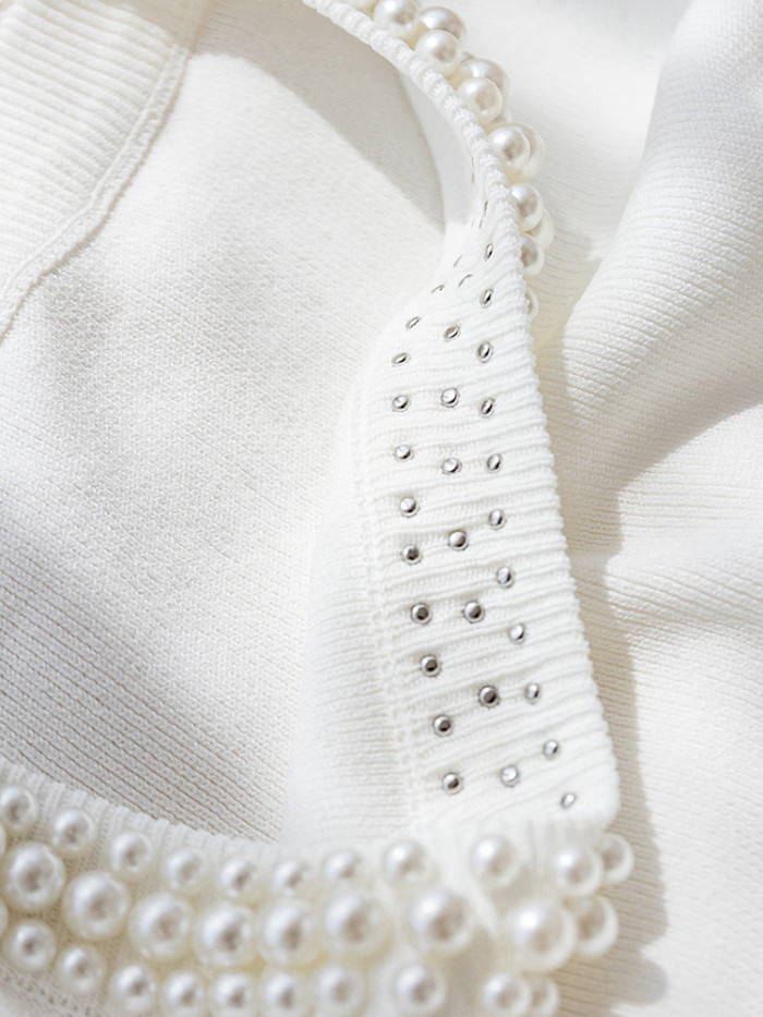 Women's Knitted Tank Top – Sleeveless Solid Color Beaded Vest