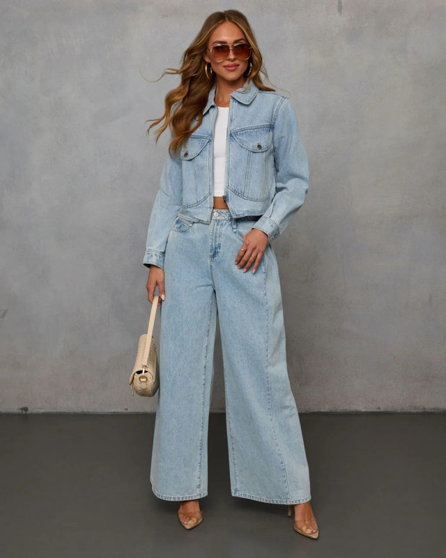 Women Spring Autumn Trouser Suit Pants Suit Solid Color High Waist Wide Leg Pants Button Casual Fashion Comfortable Regular Fit