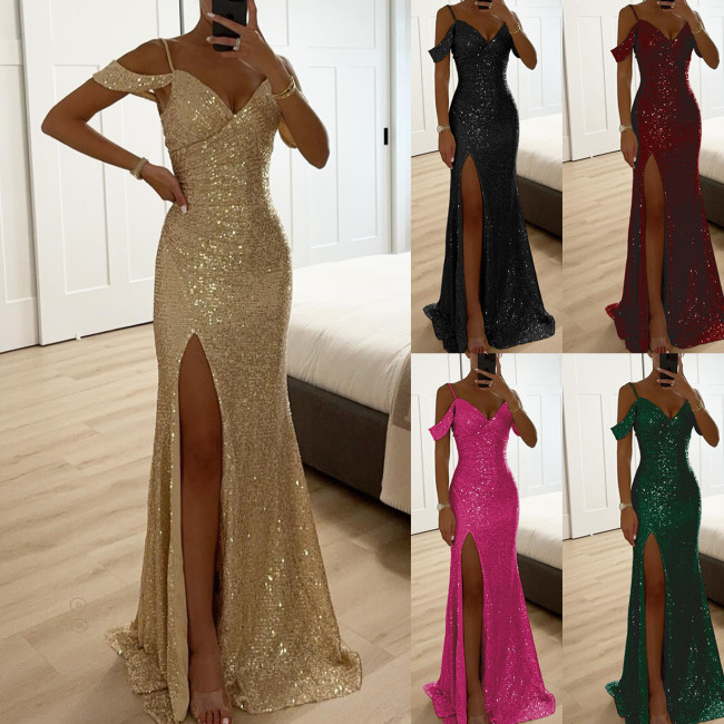 Women Spring Summer Dress Skirt Solid Color Sleeveless Sequins Asymmetry Sexy Casual Sheath Fashion Comfortable Regular Standard