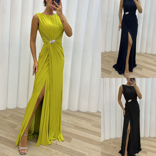 Women Spring Summer Dress Skirt Solid Color Sexy Asymmetry Sleeveless Casual Sheath Fashion Comfortable Regular Standard Dress