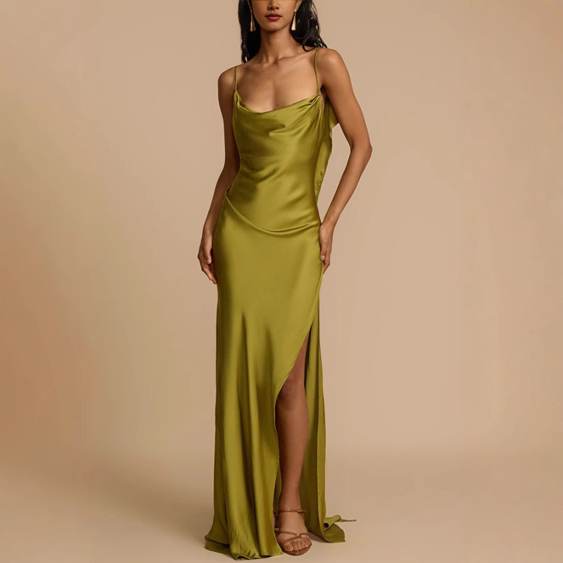 Women Spring Summer Dress Skirt Solid Color Sheath Asymmetry Casual Sexy Fashion Comfortable Regular Standard Elegant Fit Dress