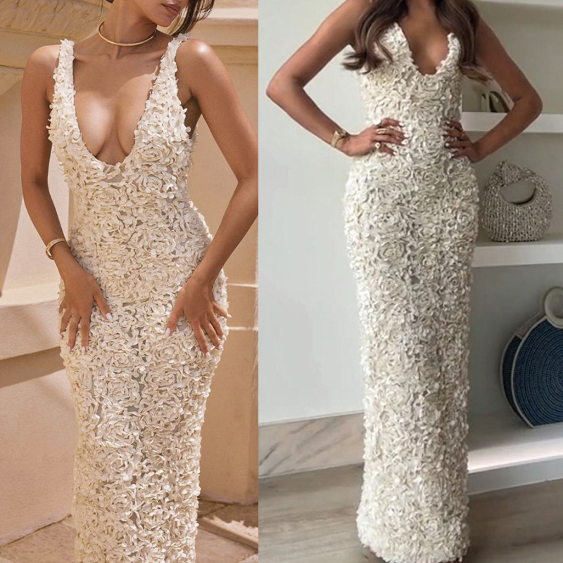 Women Spring Summer Dress Skirt Solid Color V Neck Sleeveless Sexy Casual Sheath Fashion Comfortable Regular Standard Fit Dress