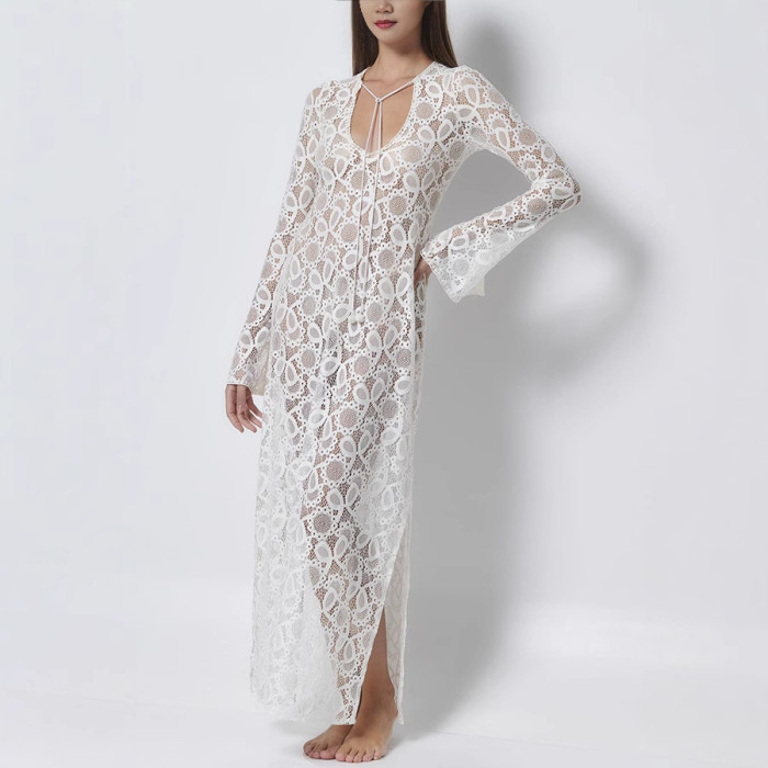 Women Spring Summer Dress Skirt Solid Color V Neck Long Sleeve Sheath Casual Sexy Fashion Comfortable Regular Standard Elegant