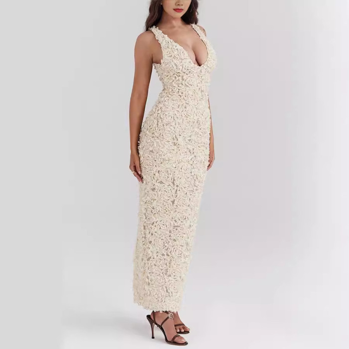 Women Spring Summer Dress Skirt Solid Color V Neck Sleeveless Sexy Casual Sheath Fashion Comfortable Regular Standard Fit Dress