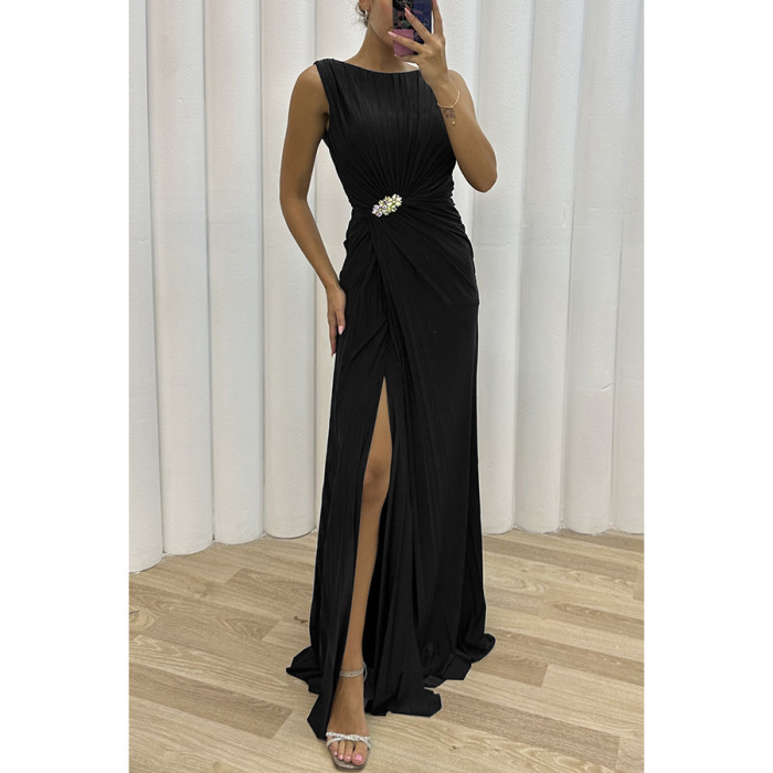 Women Spring Summer Dress Skirt Solid Color Sexy Asymmetry Sleeveless Casual Sheath Fashion Comfortable Regular Standard Dress