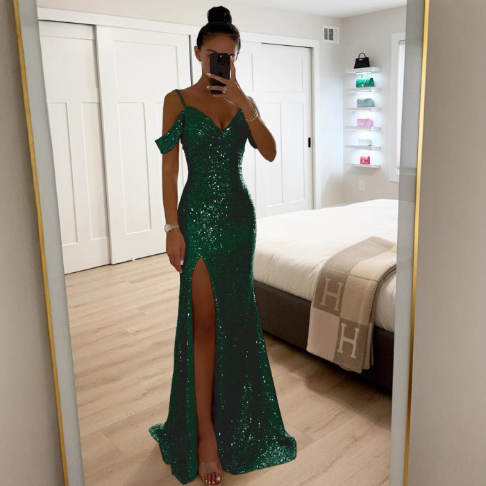 Women Spring Summer Dress Skirt Solid Color Sleeveless Sequins Asymmetry Sexy Casual Sheath Fashion Comfortable Regular Standard
