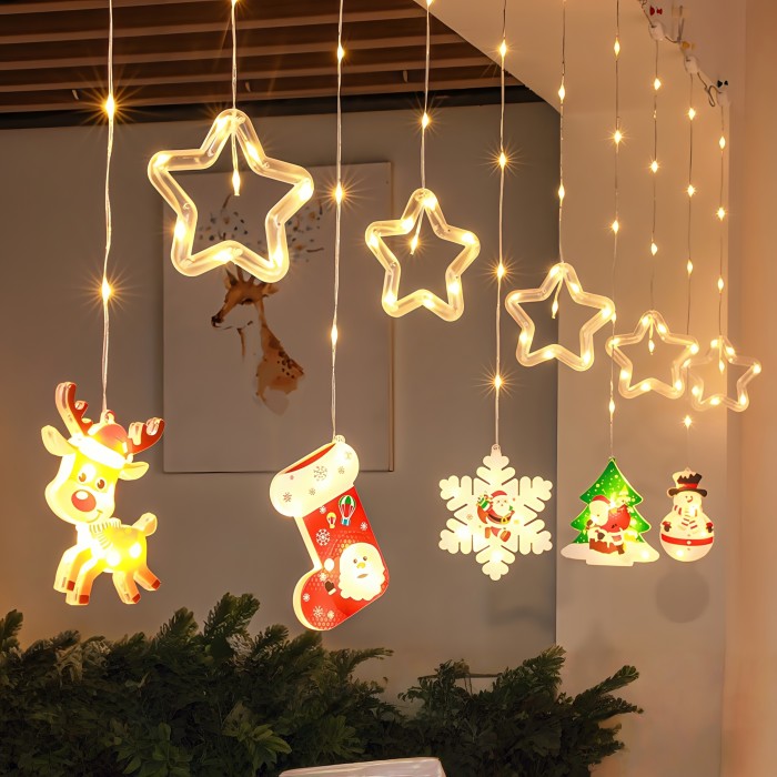 Festive DIY Christmas Lights DIY LED Christmas Lights - 2025 New, 8 Modes (Winter Wonderland, Santa Claus, Reindeer, Snowflakes), USB-Powered, Festive Decor for Indoor & Window, Holiday Gift & Party Decoration, Christmas Lights for Outside, Seasonal Lighting, Vintage Style, Versatile Decor