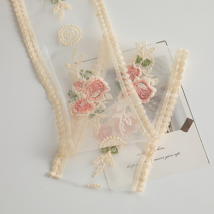 New Hot Selling Rose Flower Lace Hair Accessory Ribbon Diy Popular Handcrafted Bow Lace Ribbon Decoration Packaging