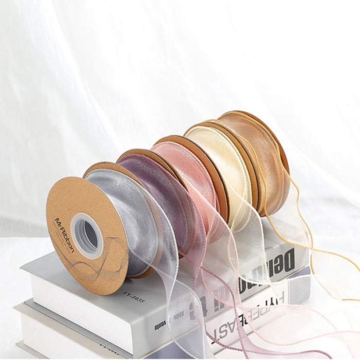Practical and Versatile Plain Fishtail Yarn Ribbon Solid-color Floral Tie Bow Trendy Wavy Satin Ribbon Fresh Flowers