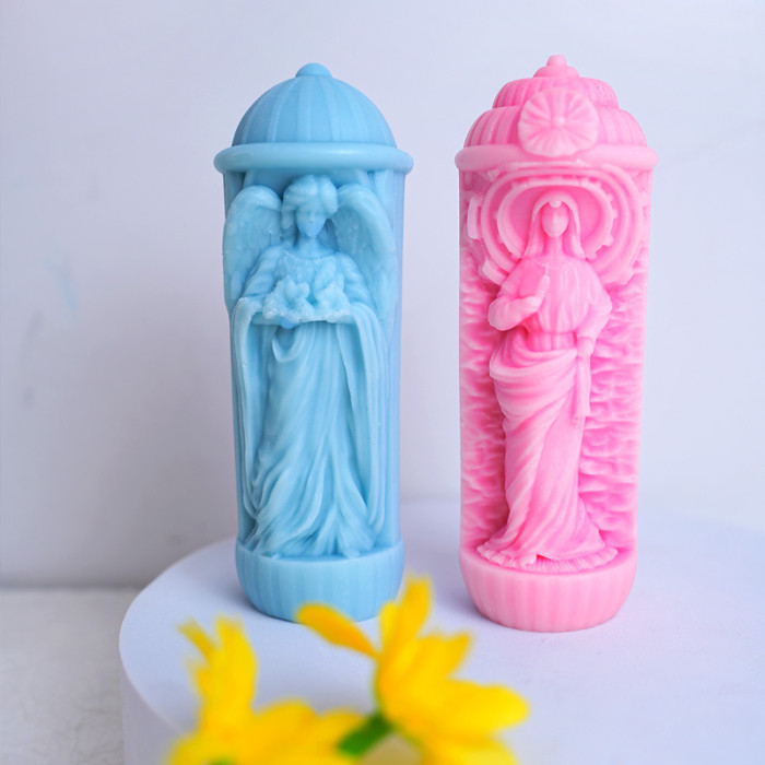 Cylindrical Scented Candle Silicone Mold Practical Decorative DIY Sculpture Women's Cylindrical Gypsum Mold Roman Column