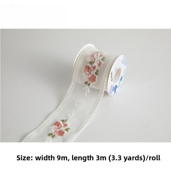 New Hot Selling Rose Flower Lace Hair Accessory Ribbon Diy Popular Handcrafted Bow Lace Ribbon Decoration Packaging