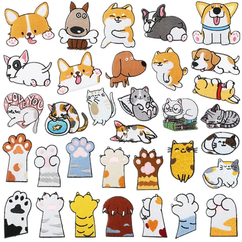 New Cute Cat Embroidery Patchwork Hot Selling Popular Puppy and Cat Patch Computer Embroidery Stamp Cartoon Cat Paw