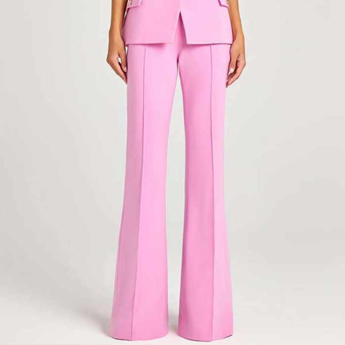 Fall New Office Lady Solid Color Outfits Elegant Long Sleeve V-neck Coat And Wide Leg Pants Sets Fashion Casual Slim Women's Set