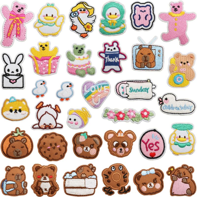 Popular New Style of Small Patchwork Webbing Bag Cute Bear Embroidery Patchwork Computer Embroidery Label Duck Patch