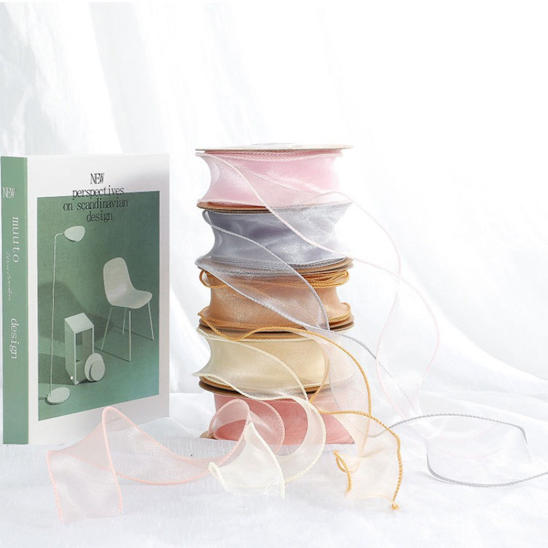 Practical and Versatile Plain Fishtail Yarn Ribbon Solid-color Floral Tie Bow Trendy Wavy Satin Ribbon Fresh Flowers