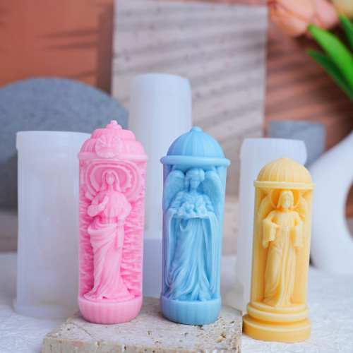Cylindrical Scented Candle Silicone Mold Practical Decorative DIY Sculpture Women's Cylindrical Gypsum Mold Roman Column
