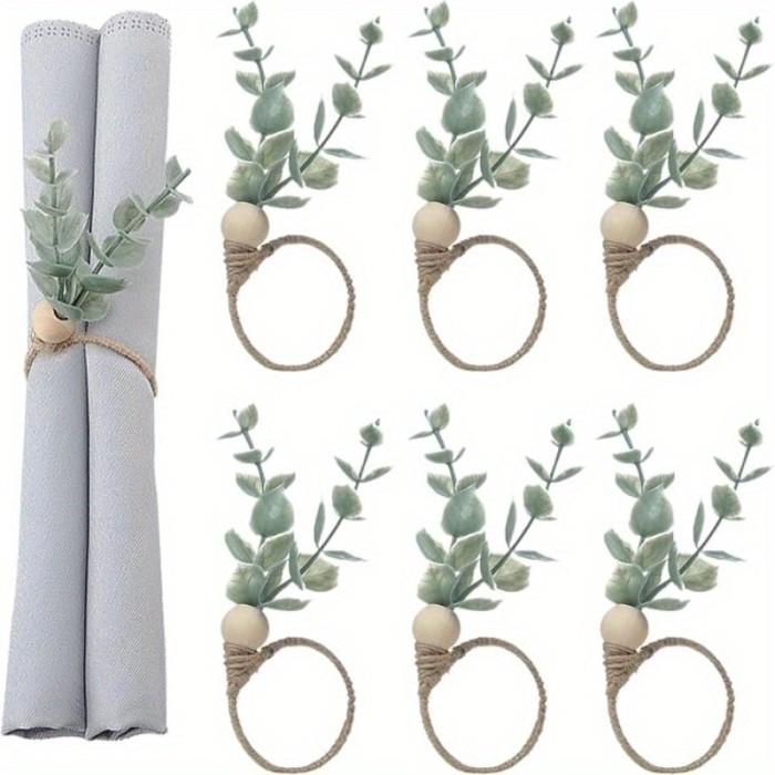 15 modern minimalist leaf napkin rings, bohemian style napkin rings, wooden bead farmhouse wedding party, spring and summer holiday table decoration napkin rings