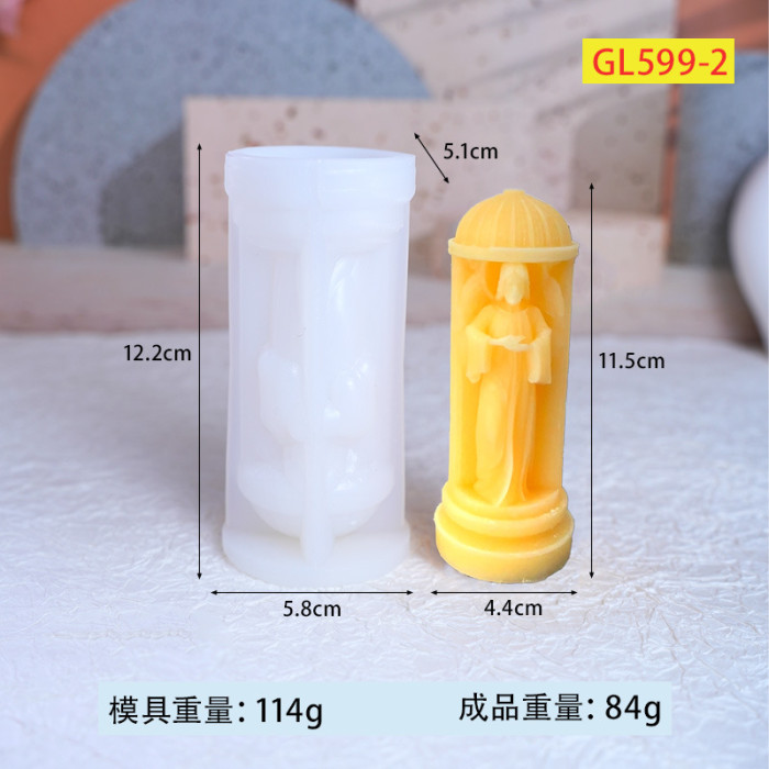 Cylindrical Scented Candle Silicone Mold Practical Decorative DIY Sculpture Women's Cylindrical Gypsum Mold Roman Column