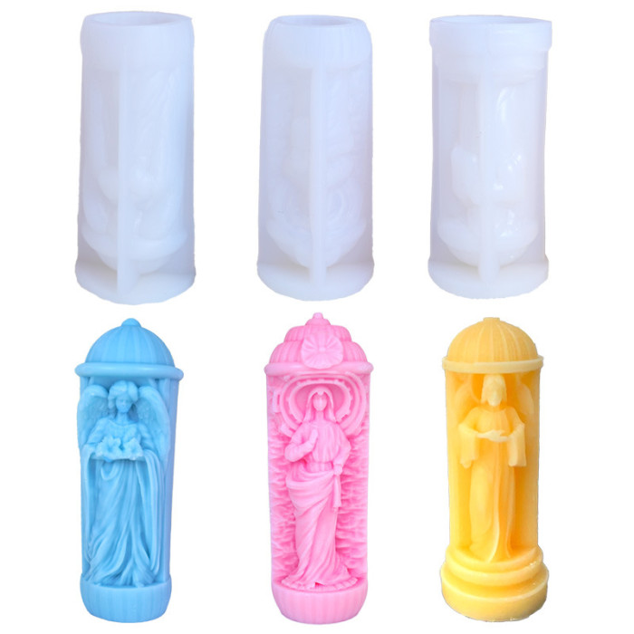 Cylindrical Scented Candle Silicone Mold Practical Decorative DIY Sculpture Women's Cylindrical Gypsum Mold Roman Column
