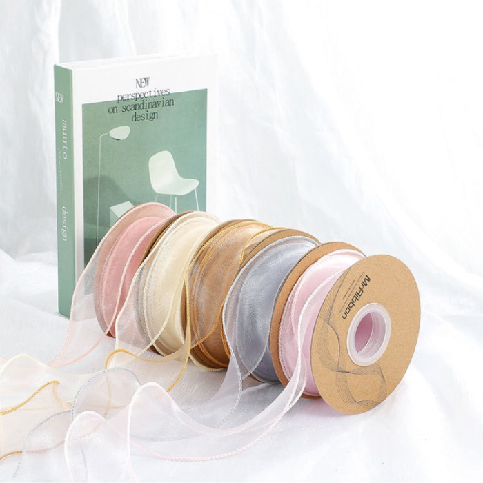 Practical and Versatile Plain Fishtail Yarn Ribbon Solid-color Floral Tie Bow Trendy Wavy Satin Ribbon Fresh Flowers