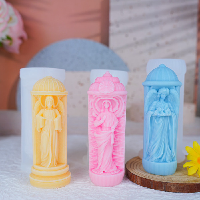 Cylindrical Scented Candle Silicone Mold Practical Decorative DIY Sculpture Women's Cylindrical Gypsum Mold Roman Column
