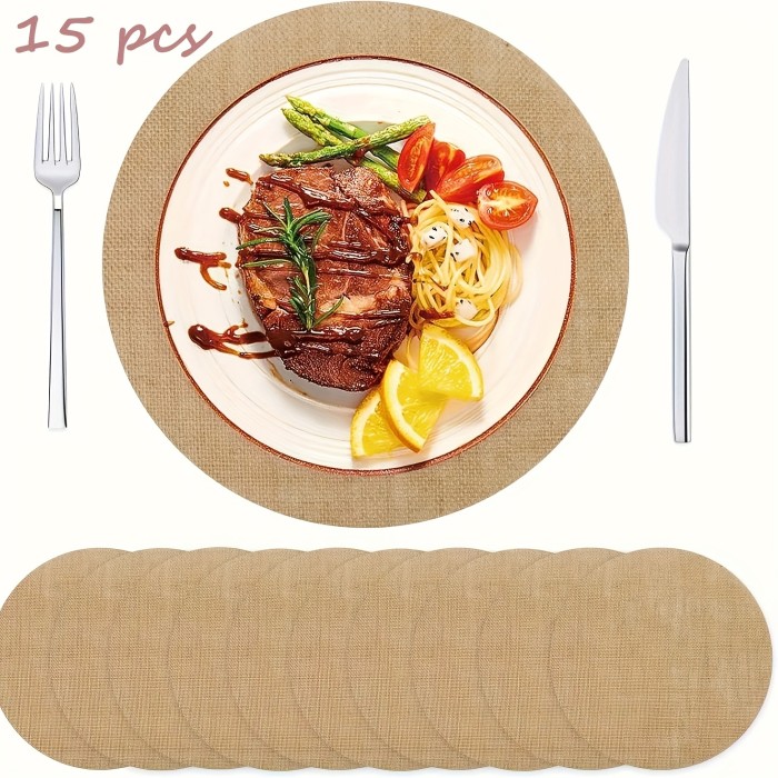 15\u002F30pcs Bohemian Farmhouse Round Placemats, Christmas Decorative Vintage Placemats, Diameter About 11.81inch, Table Mats, Reusable, Easy to Clean, Perfect for Home, Wedding, Restaurant and Holiday Decoration, Wedding Party Decoration, Autumn Thanksgiving, Merry Christmas! Thanksgiving Table Decor | Vintage Placemats | Durable Tableware, Christmas Table Decorations, Party Placemats, Restaurant Placemats, Stylish Place Setting, Distressed Placemats, Highquality Mats, Decorative Placemats