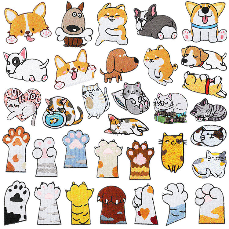 New Cute Cat Embroidery Patchwork Hot Selling Popular Puppy and Cat Patch Computer Embroidery Stamp Cartoon Cat Paw