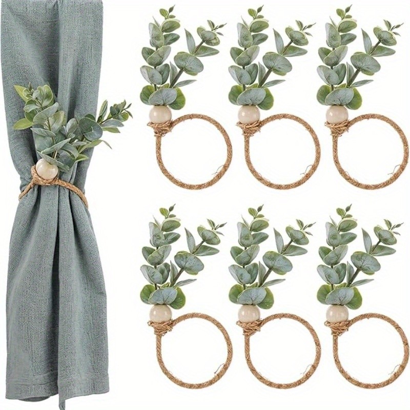 15 modern minimalist leaf napkin rings, bohemian style napkin rings, wooden bead farmhouse wedding party, spring and summer holiday table decoration napkin rings