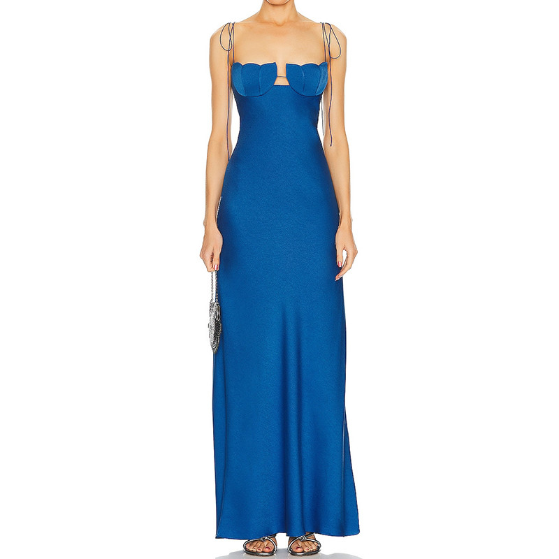 Summer New Solid Color Slim Banquet Dress Sexy Hollow Out Sleeveless Bodycon Dress Elegant Halter Temperament Evening Dress Lady