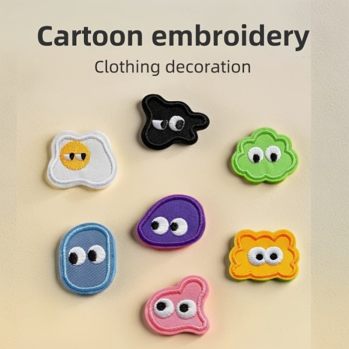 7pcs Jelly Monster Patch Set – Self-Adhesive Embroidered Stickers for Hats, Bags & Clothes
