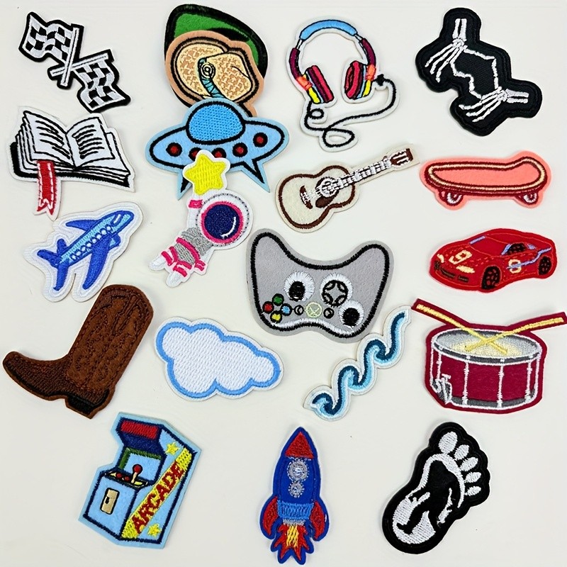 20pcs Embroidered Self-Adhesive Patches – Cute DIY Stickers for Clothes, Bags, Shoes & Accessories