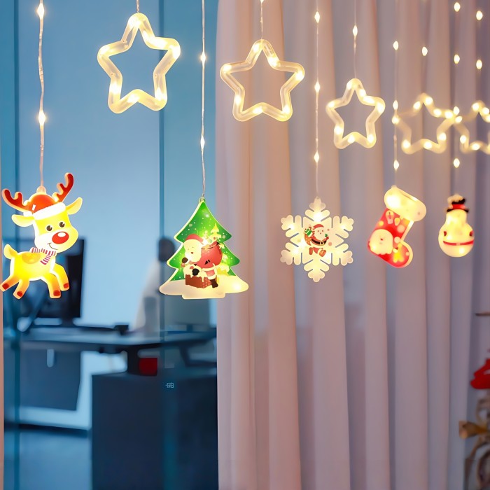 Festive DIY Christmas Lights DIY LED Christmas Lights - 2025 New, 8 Modes (Winter Wonderland, Santa Claus, Reindeer, Snowflakes), USB-Powered, Festive Decor for Indoor & Window, Holiday Gift & Party Decoration, Christmas Lights for Outside, Seasonal Lighting, Vintage Style, Versatile Decor