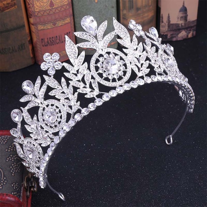 Water-Drop Crystal Rhinestone Large Bridal Tiaras and Crowns Headpiece Pageant Hair Jewelry Weddibg Hair Piece Accessories VL