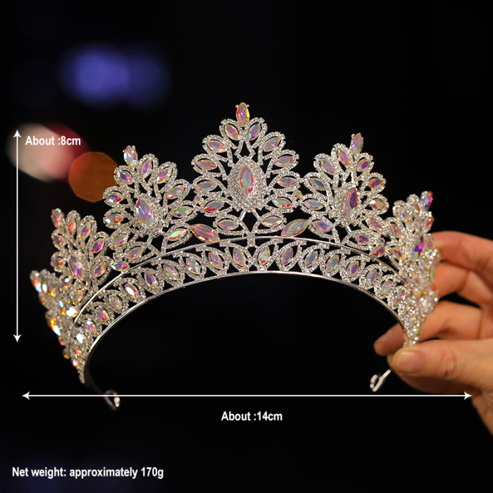 Bridal Headwear A Colorful Girl High end Wedding Crown Classic Tiaras