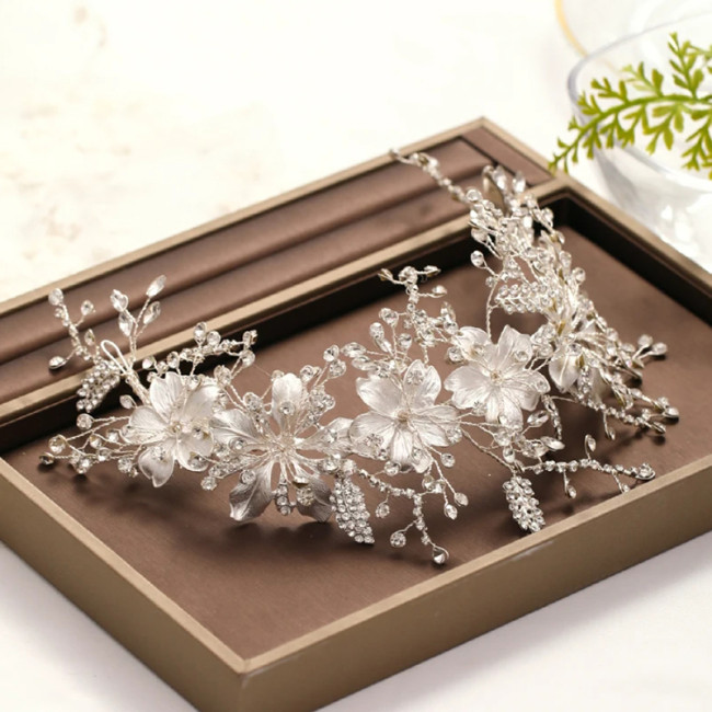 Luxury Clear Crystal Headbands for Women Bridal Hair Vine Pearl Wedding Hair Jewelry Accessories Bride Headpiece Crowns Gifts