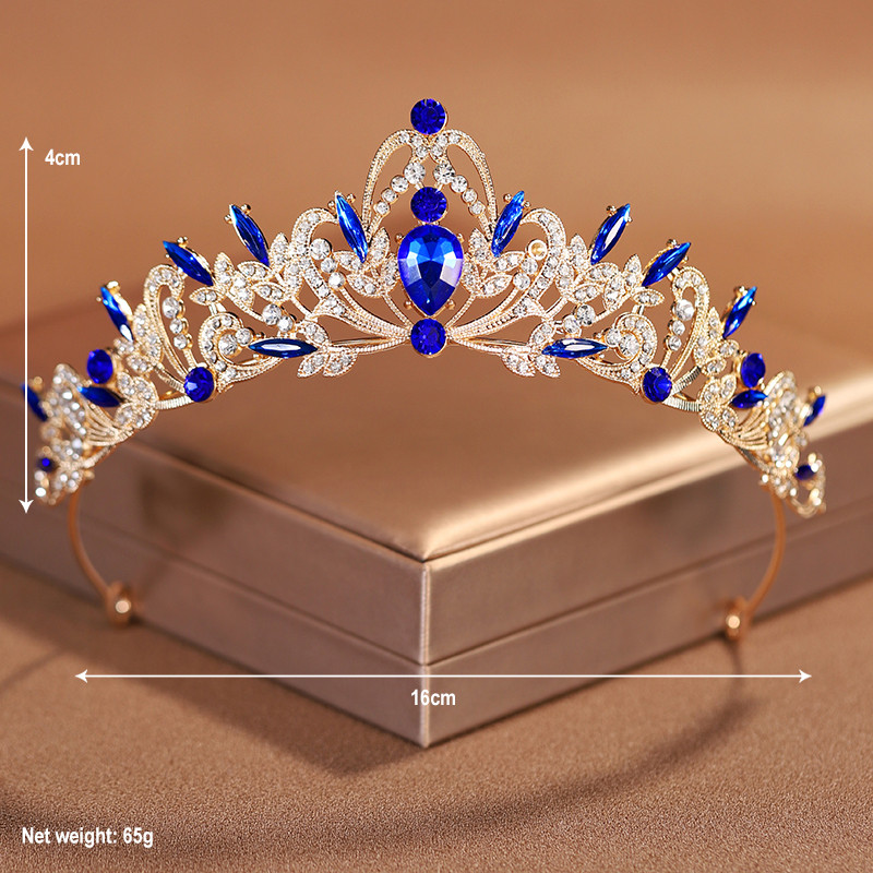 Bridal Headwear Gold-Colour Women's Classic Wedding Crown Girl Birthday Tiaras