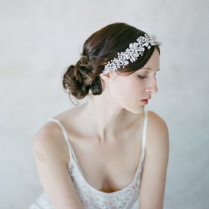 Pearl Bridal Hairband Wedding Hair Accessories With Ribbon New Fashion Silver Color Headbands Beauty Tiaras Prom Hair Jewelry